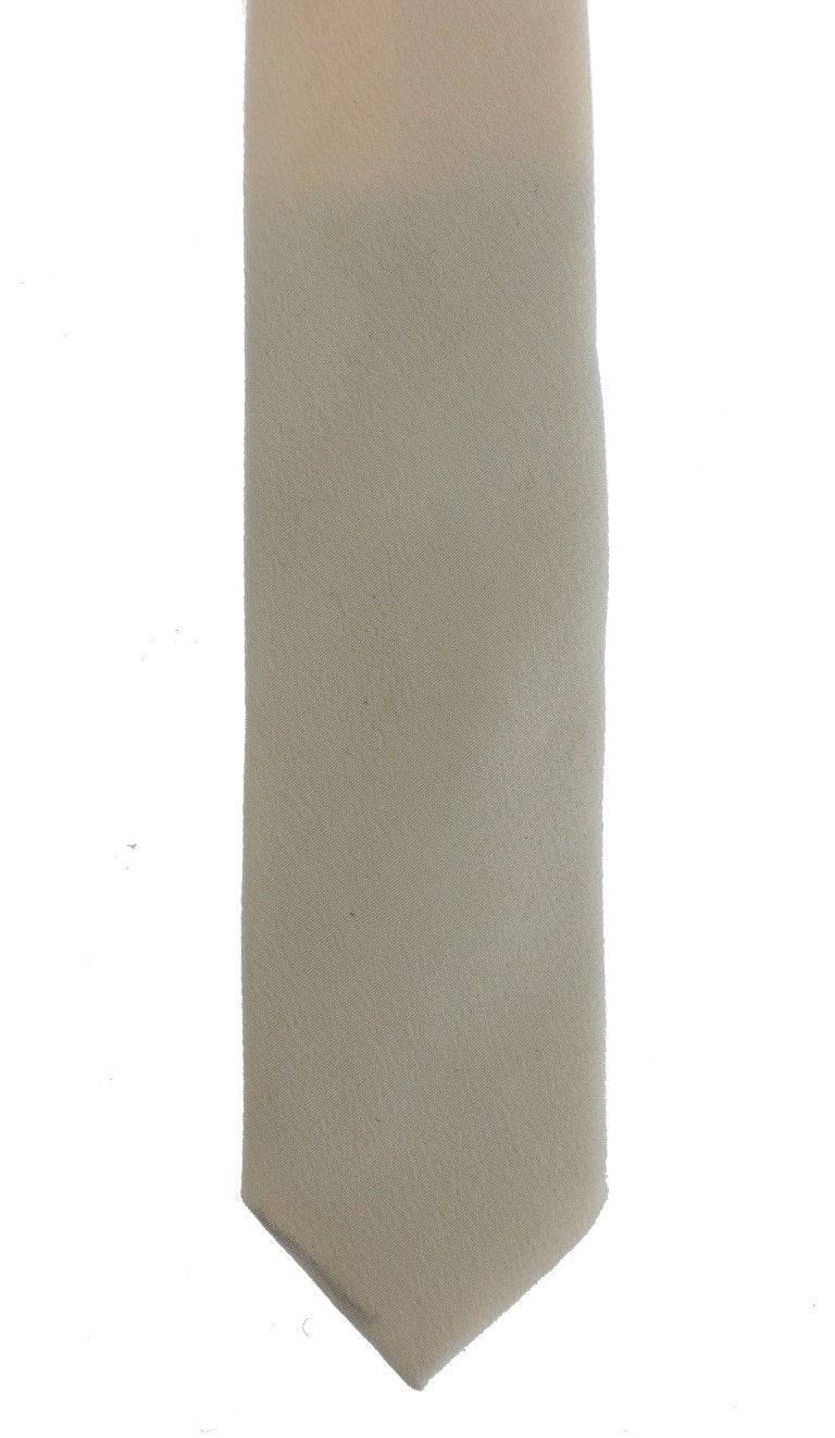 White Solid Silk Skinny Slim Tie