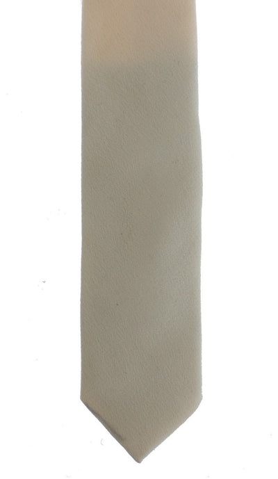 White Solid Silk Skinny Slim Tie