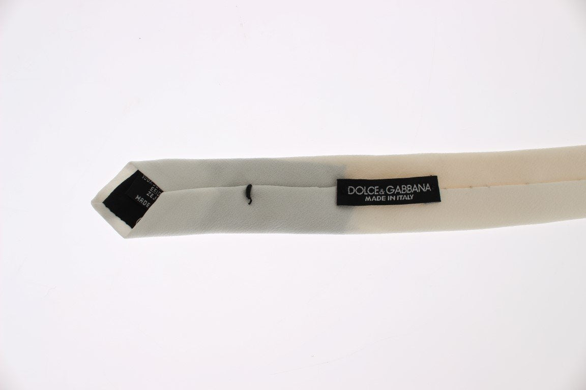 White Solid Silk Skinny Slim Tie
