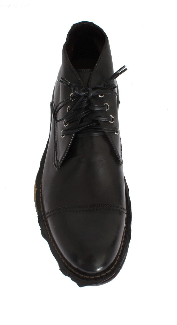 Black Leather Ankle Chukka Boots