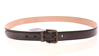 Gray Leather Logo Belt