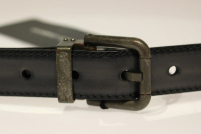 Gray Leather Logo Belt