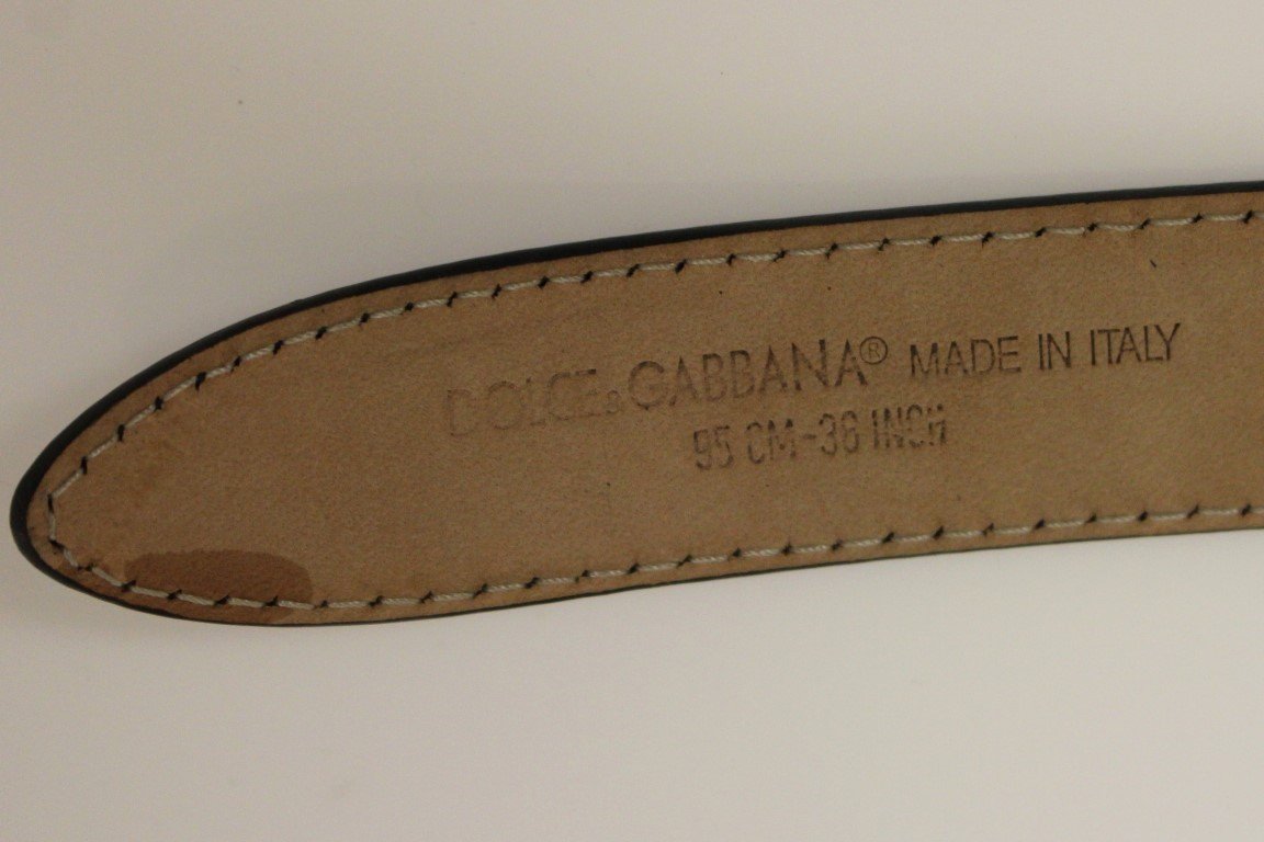 Gray Leather Logo Belt