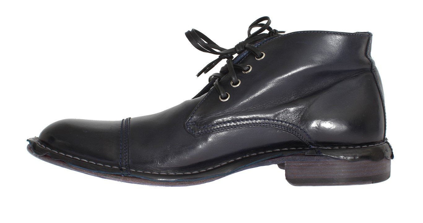 Blue Leather Ankle Chukka Boots
