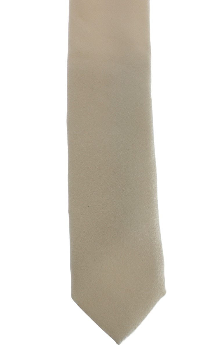 White Solid Silk Skinny Slim Tie