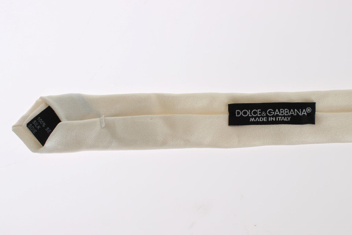 White Solid Silk Skinny Slim Tie