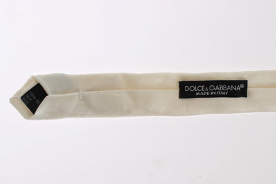 White Solid Silk Skinny Slim Tie