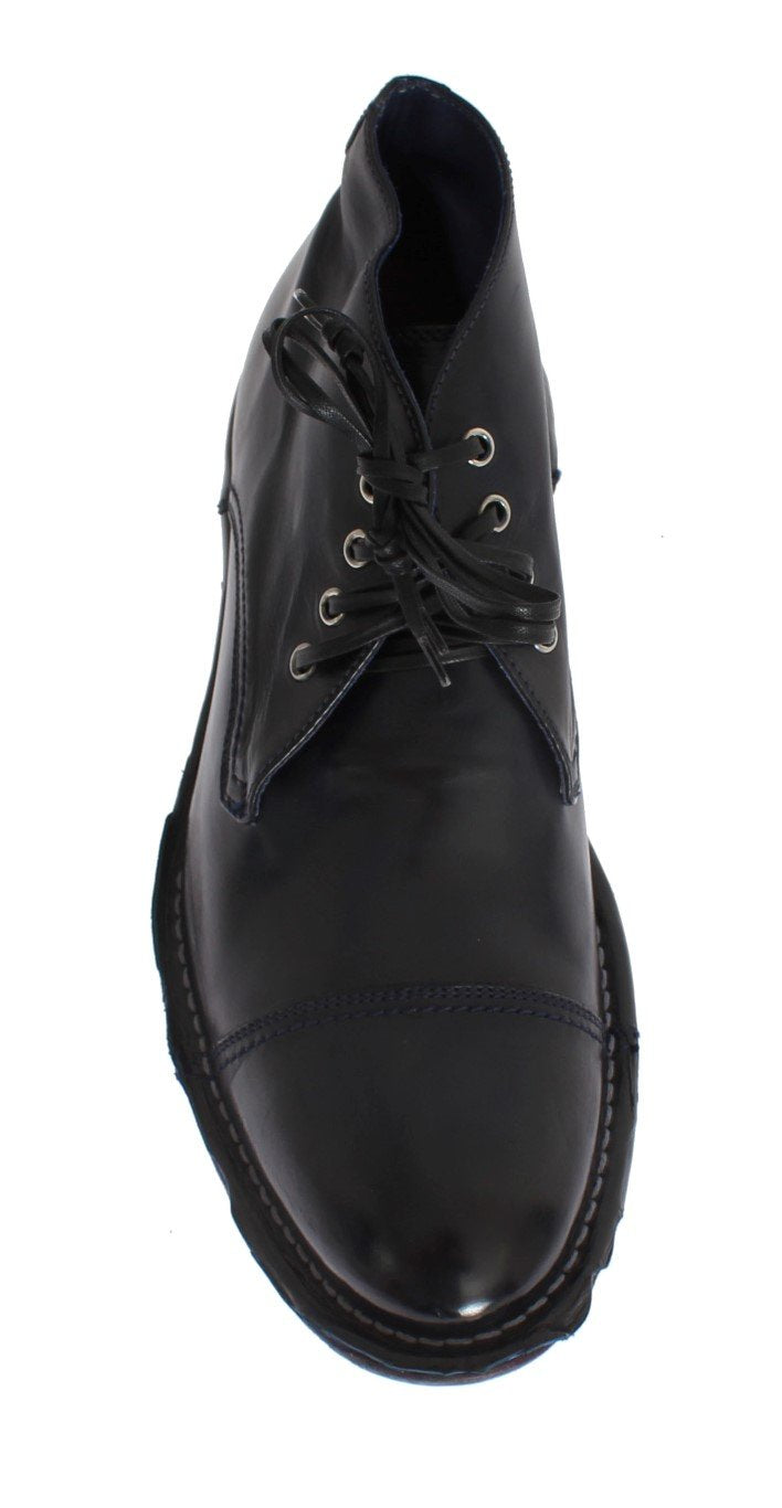 Blue Leather Ankle Chukka Boots