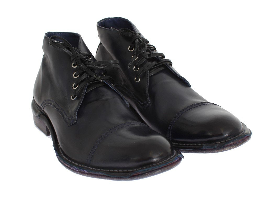 Blue Leather Ankle Chukka Boots