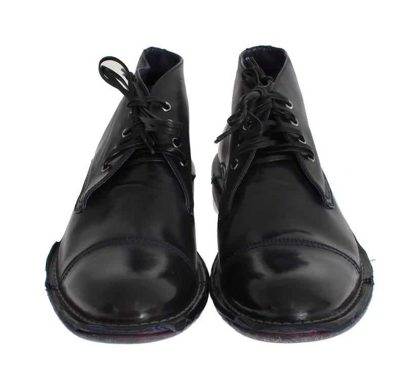 Blue Leather Ankle Chukka Boots