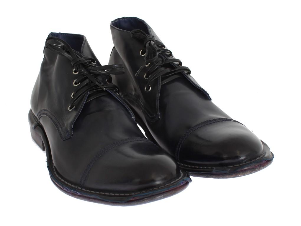 Blue Leather Ankle Chukka Boots