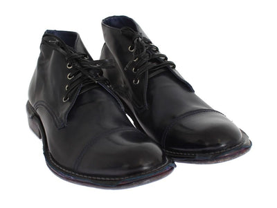 Blue Leather Ankle Chukka Boots