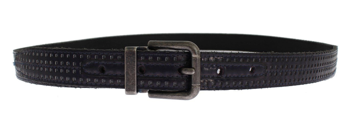 Purple Perforated Leather Buckle Belt
