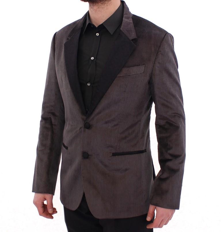 Gray silk slim fit blazer