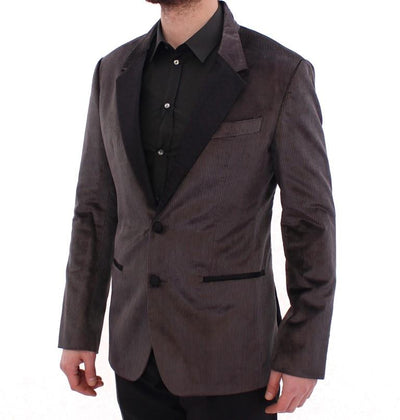 Gray silk slim fit blazer