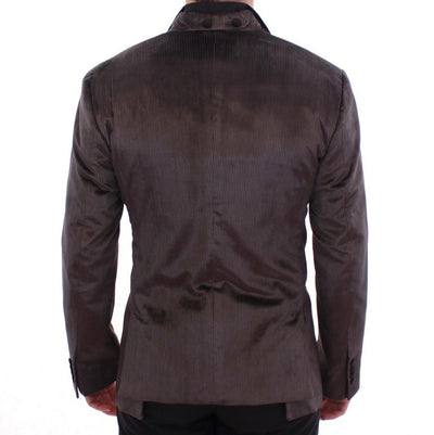 Gray silk slim fit blazer