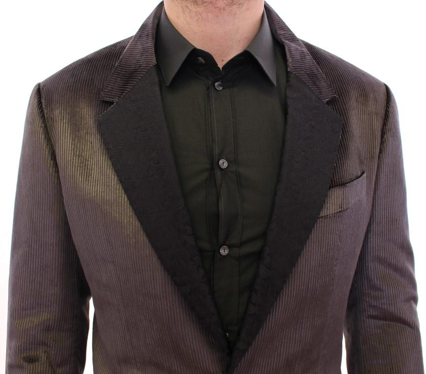Gray silk slim fit blazer