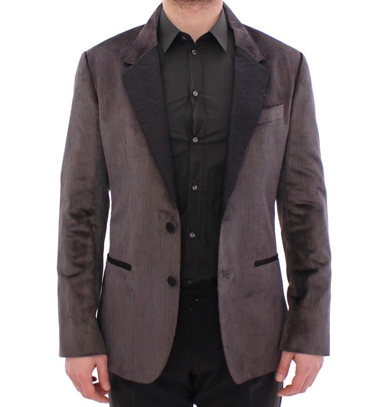 Gray silk slim fit blazer