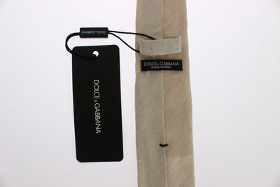 Beige Paisley Linen Silk Skinny Tie