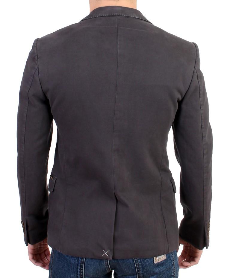Gray Cotton Two Button Blazer