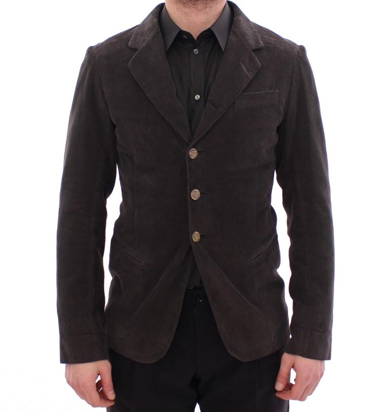 Brown three button slim fit blazer