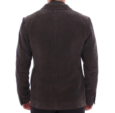 Brown three button slim fit blazer