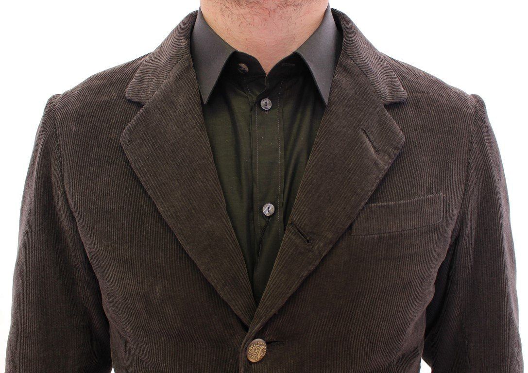 Brown three button slim fit blazer