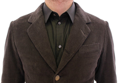 Brown three button slim fit blazer
