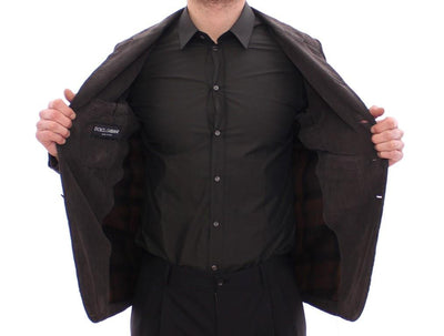 Brown three button slim fit blazer