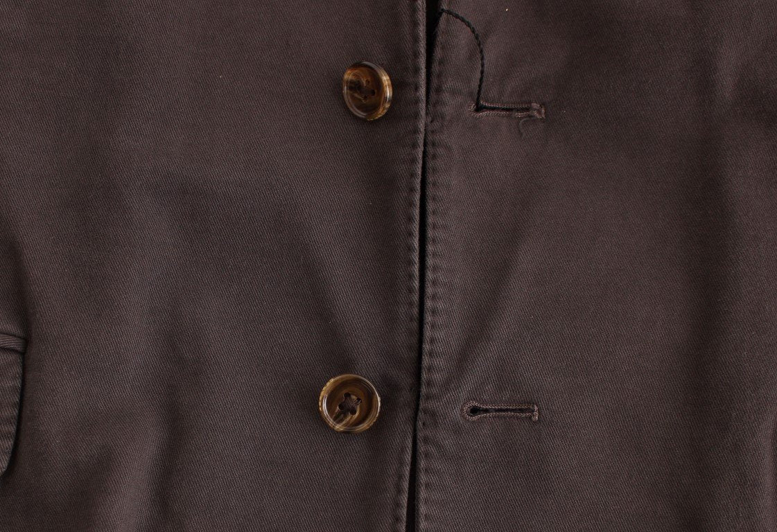 Gray Cotton Two Button Blazer