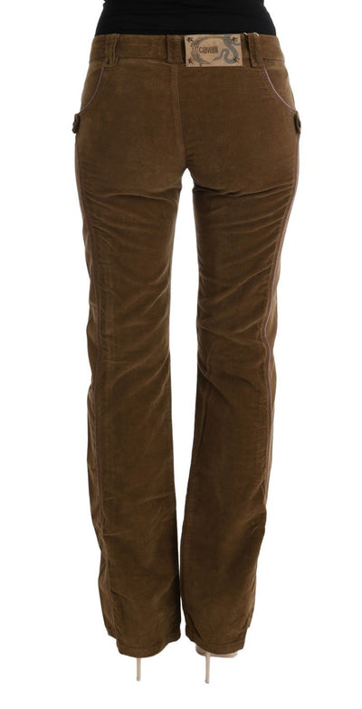 Brown Cotton Regular Fit Boot Cut Pants