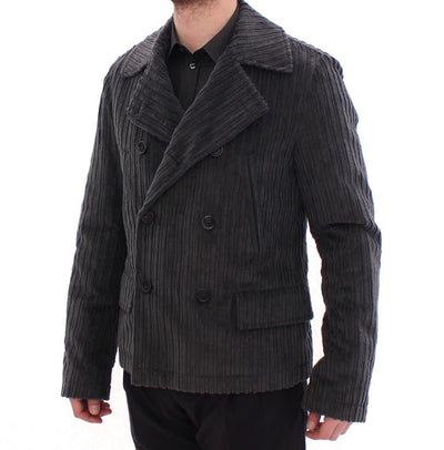 Black Double Breasted Peacoat Jacket