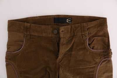 Brown Cotton Regular Fit Boot Cut Pants