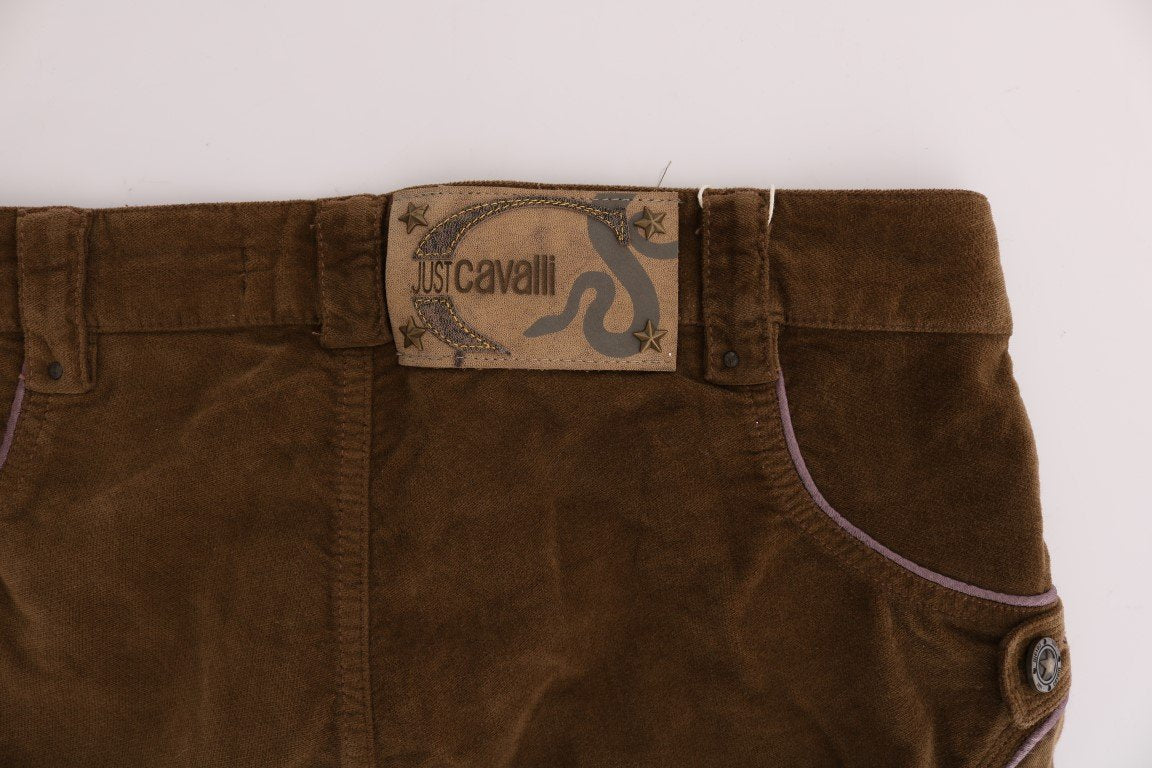 Brown Cotton Regular Fit Boot Cut Pants