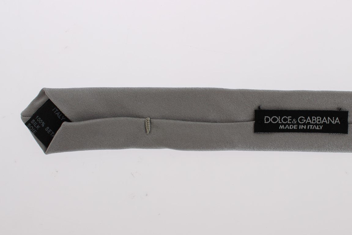 Gray Silver Solid Silk Skinny Slim Tie