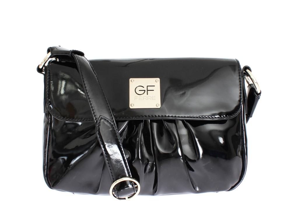 Black patent shoulder bag