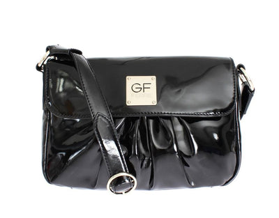 Black patent shoulder bag