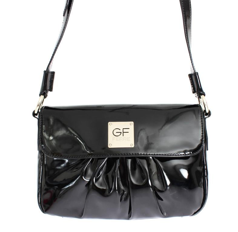 Black patent shoulder bag
