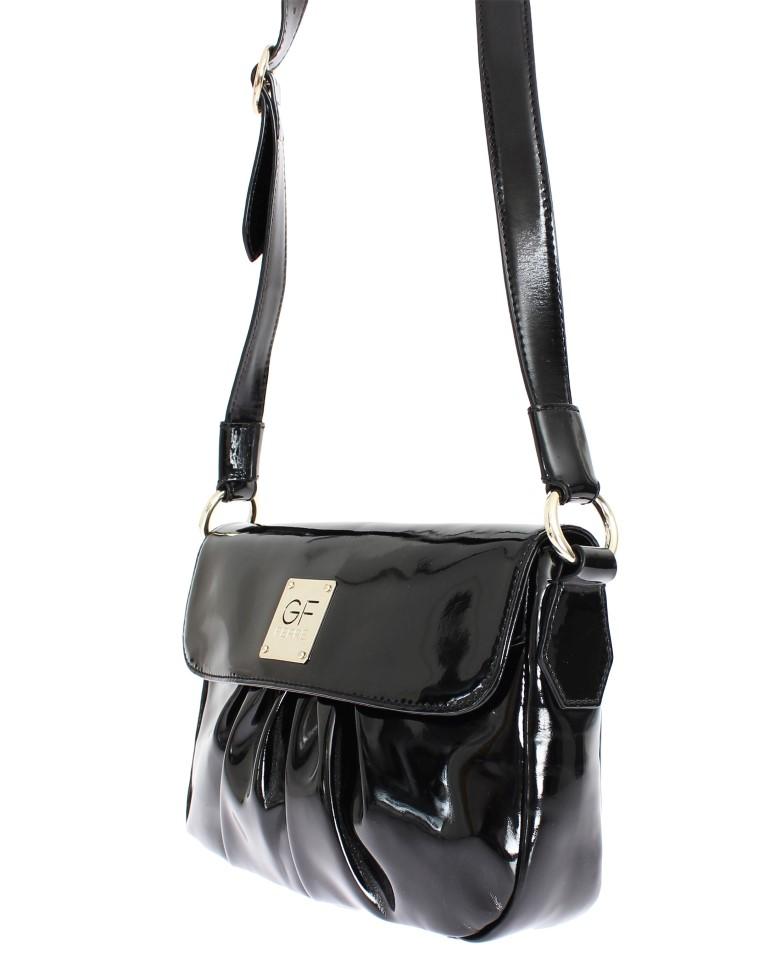 Black patent shoulder bag