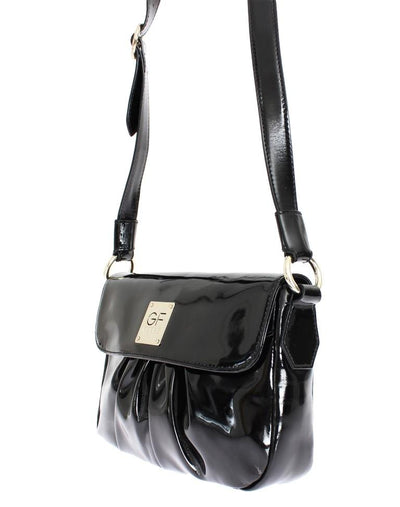 Black patent shoulder bag