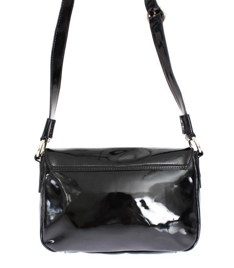 Black patent shoulder bag
