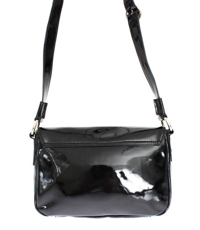 Black patent shoulder bag