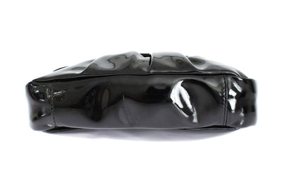 Black patent shoulder bag