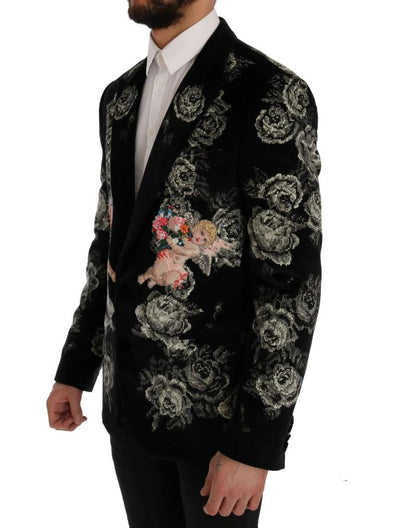 Black Velvet Floral Angel Blazer Jacket