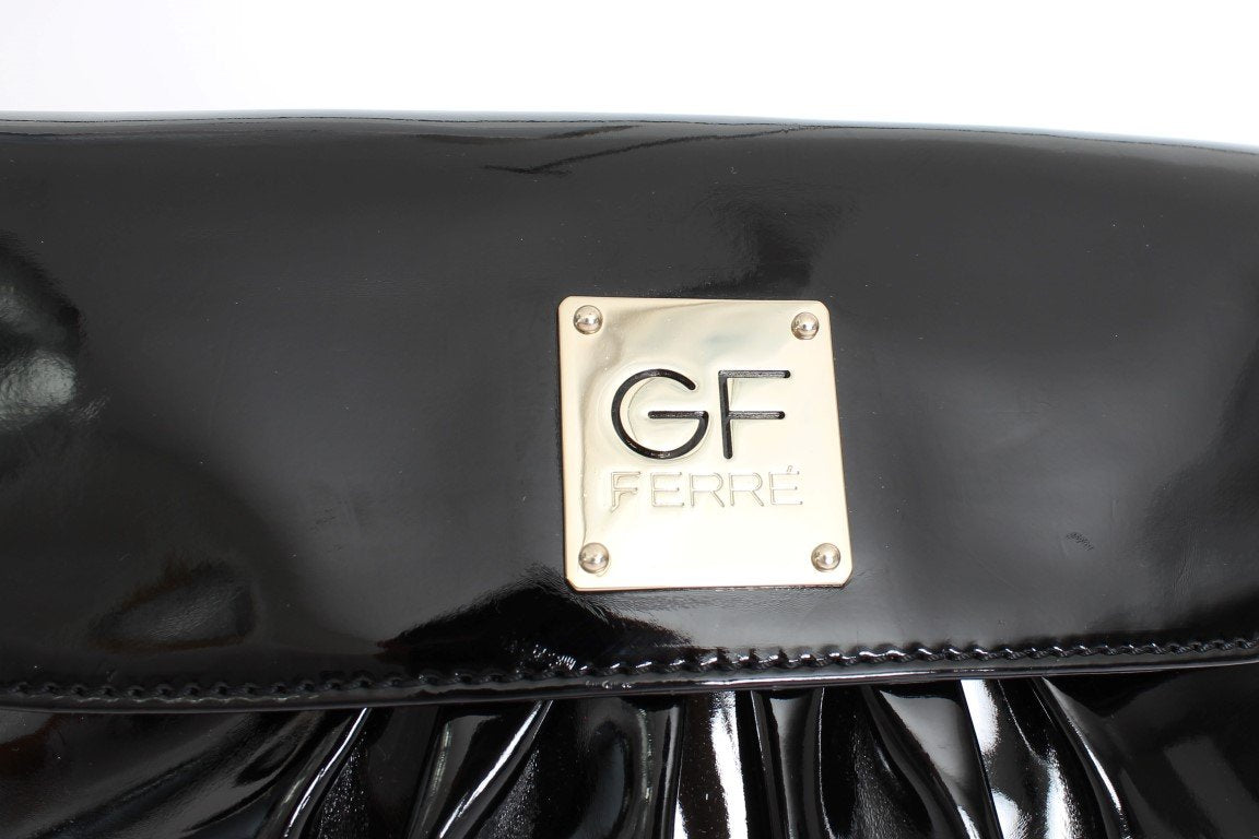 Black patent shoulder bag