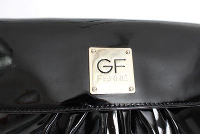 Black patent shoulder bag