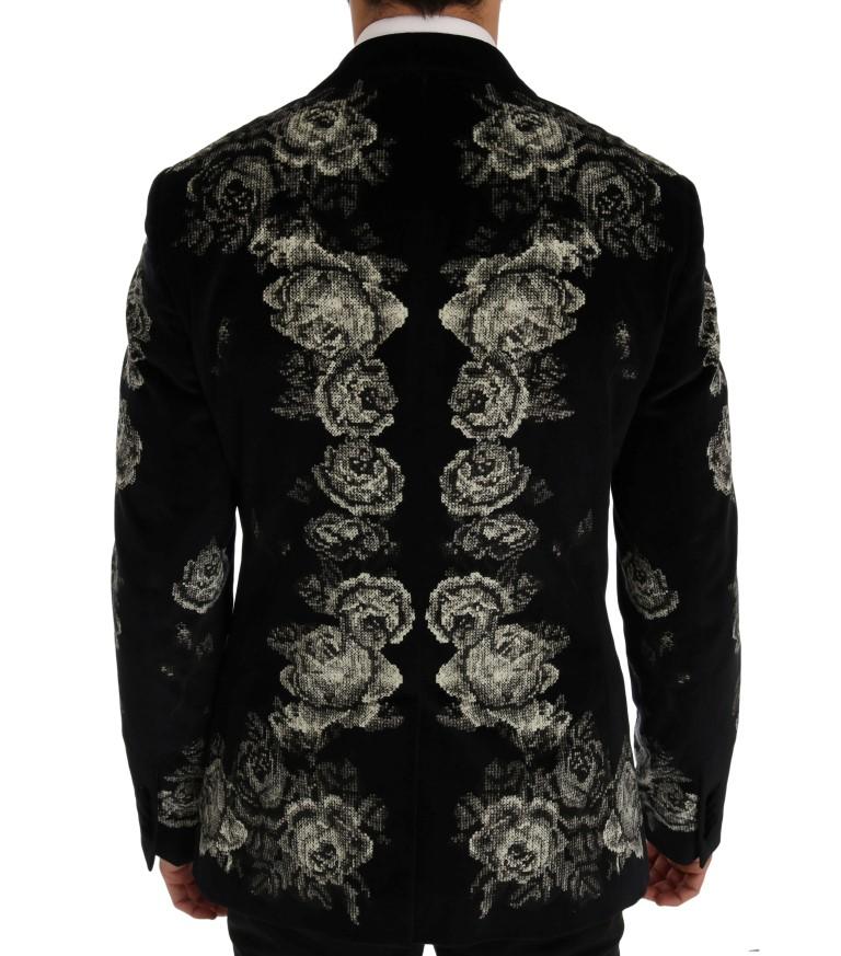 Black Velvet Floral Angel Blazer Jacket