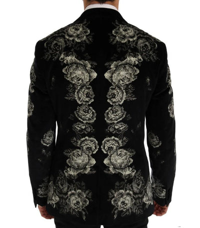 Black Velvet Floral Angel Blazer Jacket