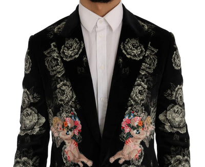 Black Velvet Floral Angel Blazer Jacket