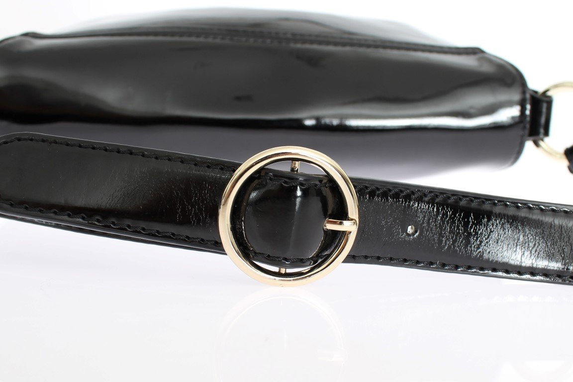 Black patent shoulder bag